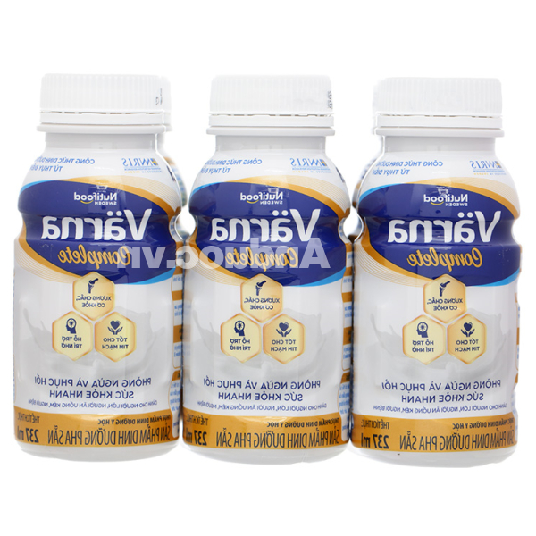 Sữa bột pha sẵn Nutifood Varna Complete giúp bổ sung dinh dưỡng lốc 6 chai x 237ml