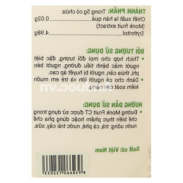 Đường ăn kiêng Monk Fruit CT túi 200g