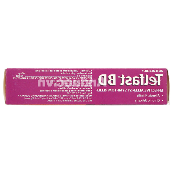Telfast BD 60mg trị viêm mũi dị ứng, mày đay vô căn mạn tính (3 vỉ x 10 viên)