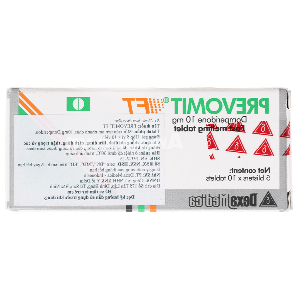 Prevomit FT 10mg trị triệu chứng nôn và buồn nôn (5 vỉ x 10 viên)