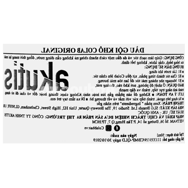 Dầu gội khô Colab Original Mini giúp làm sạch tóc, da đầu chai 50ml