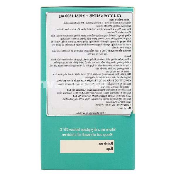 Aussia Glucosamine + MSM 1800mg giúp bổ sung dưỡng chất cho khớp hộp 120 viên