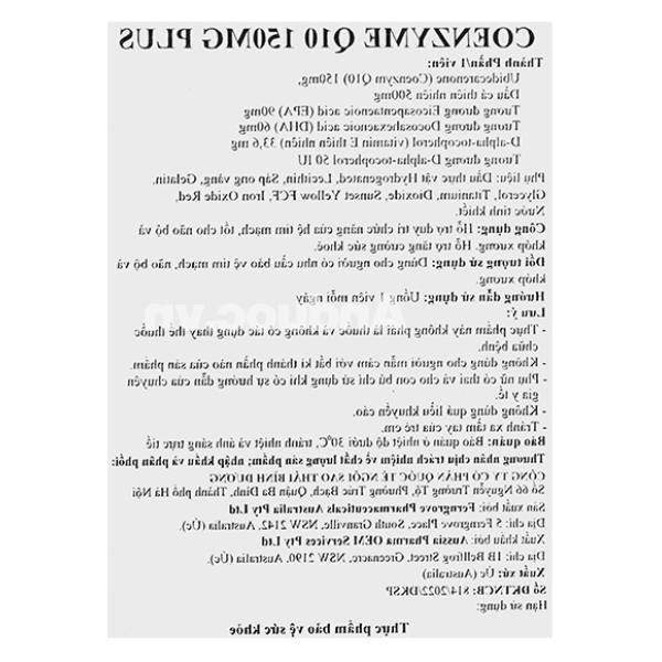 Aussia CoEnzyme Q10 150mg Plus hỗ trợ duy trì chức năng hệ tim mạch hộp 60 viên