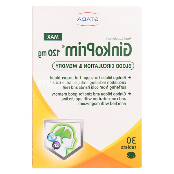 GinkoPrim Max 120mg giúp tăng cường tuần hoàn não hộp 30 viên