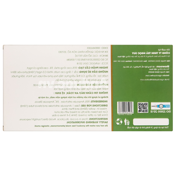 Cao nước Atisô Ngọc Duy Cỏ Ngọt giúp mát gan, lợi mật hộp 10 ống x 10ml