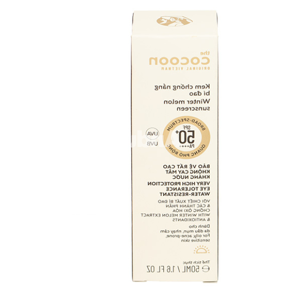 Kem chống nắng bí đao Cocoon SPF50+/ PA++++ cho da nhạy cảm, dầu mụn chai 50ml