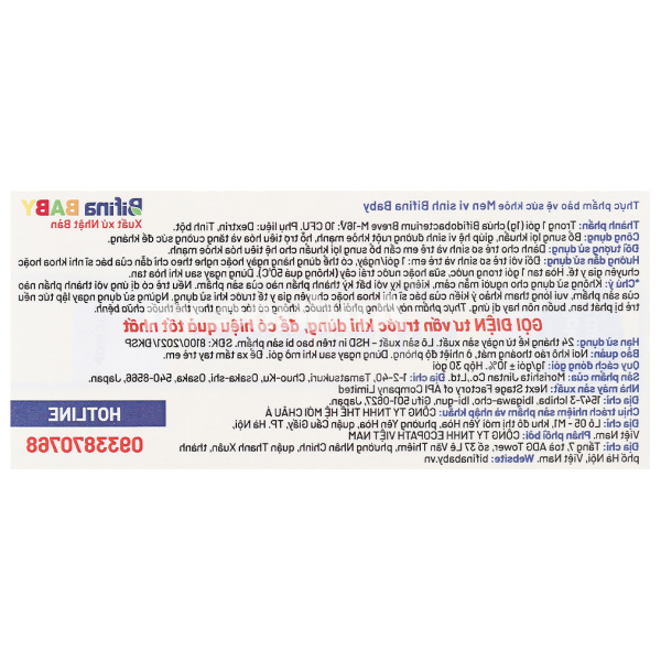 Men vi sinh Probiotics Bifina Baby bổ sung lợi khuẩn cho trẻ hộp 30 gói x 1g
