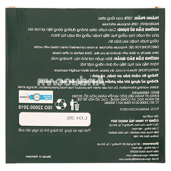 Cao nước Atisô Ngọc Duy không đường giúp bổ gan, lợi mật hộp 10 ống x 10ml