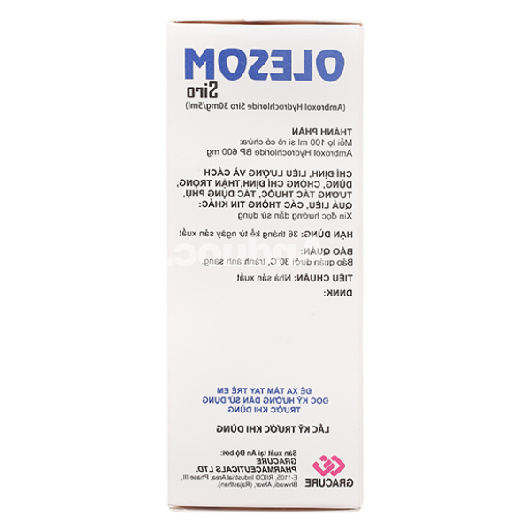 Siro Olesom 30mg/5ml tan đàm trong bệnh lý hô hấp chai 100ml