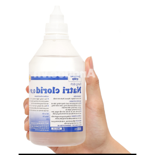Nước muối Natri Clorid HDPharma 0.9% sát khuẩn, súc miệng chai 500ml