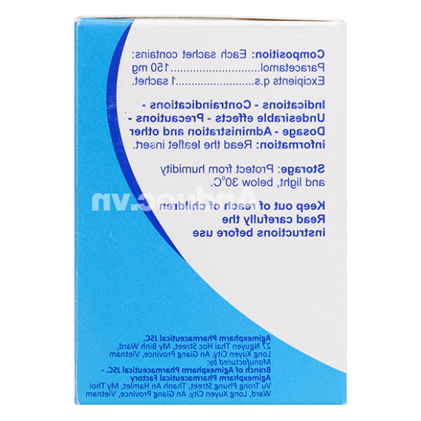 Thuốc cốm Agimol 150 giảm đau, hạ sốt (30 gói x 1g)