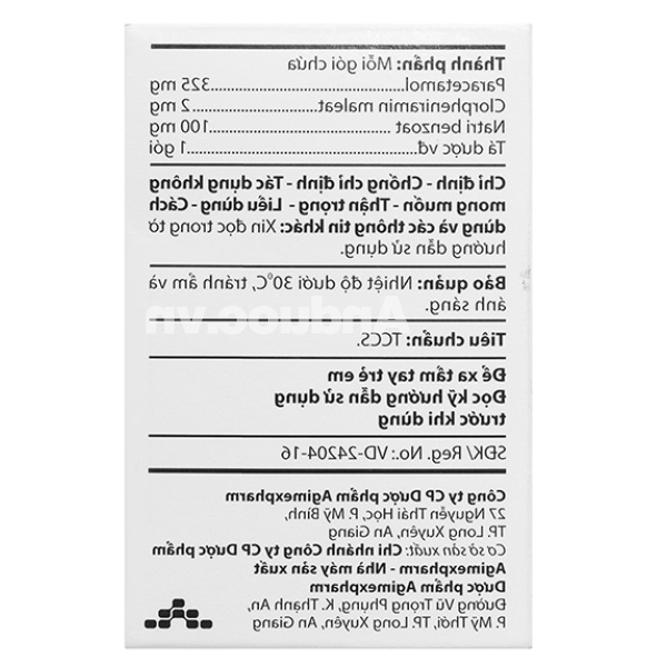 Thuốc cốm ACEgoi trị sốt, ho, sổ mũi, nhức đầu (30 gói x 3g)