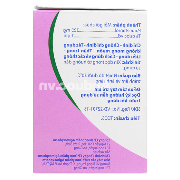 Thuốc cốm Agimol 325 giảm đau, hạ sốt (30 gói x 1.6g)