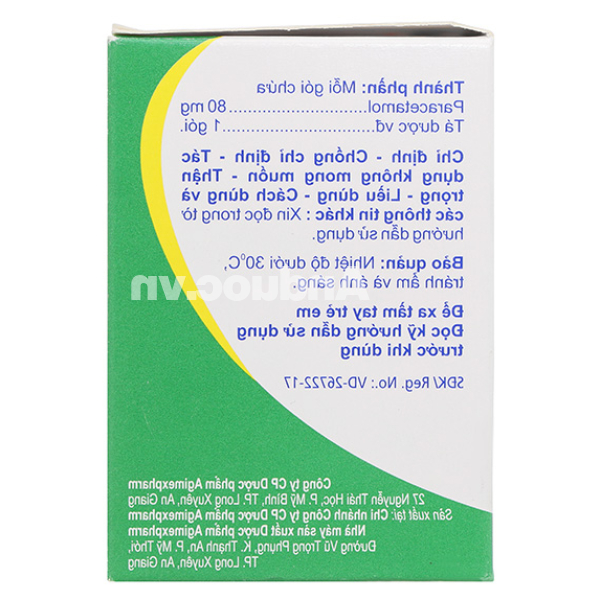 Thuốc cốm Agimol 80mg giảm đau, hạ sốt (30 gói x 1g)