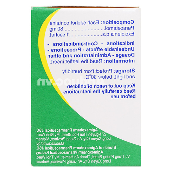 Thuốc cốm Agimol 80mg giảm đau, hạ sốt (30 gói x 1g)