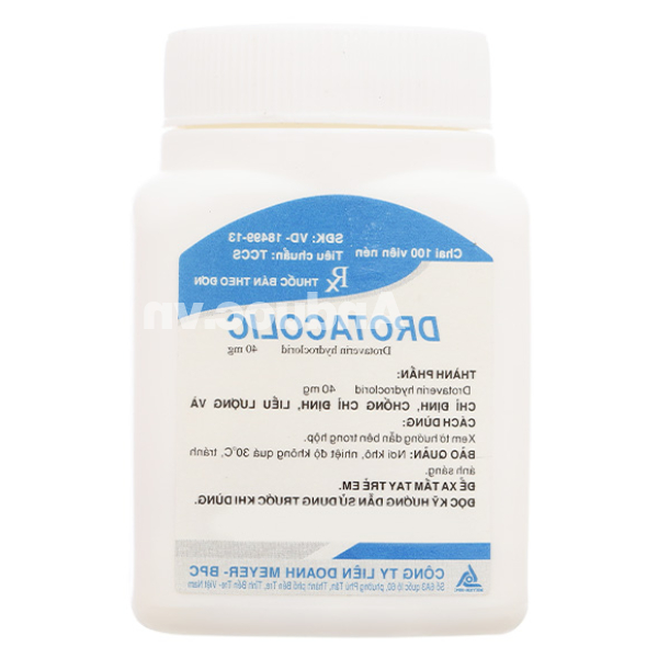 Drotacolic 40mg giảm đau do co thắt dạ dày, ruột chai 100 viên