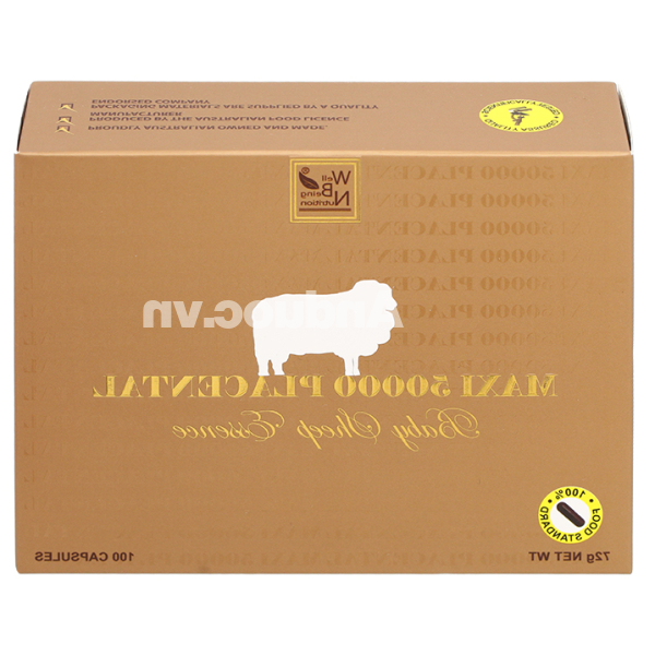 Nhau thai cừu Maxi 50000 Placental hỗ trợ chống oxy hóa, giữ ẩm cho da hộp 100 viên