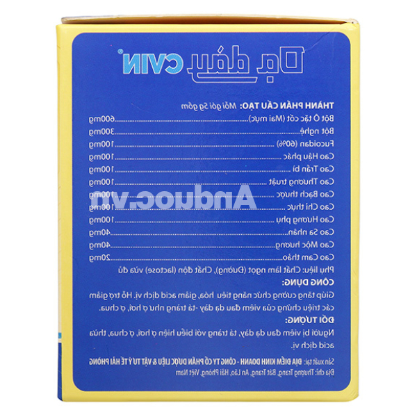Dạ dày Cvin giúp tăng cường chức năng tiêu hóa, giảm acid dịch vị hộp 30 gói x 5g