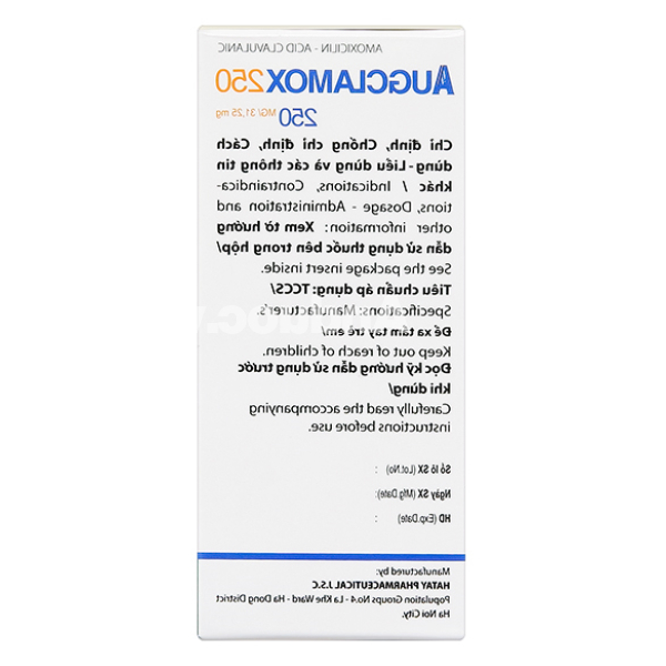 Thuốc bột pha hỗn dịch uống Augclamox 250 trị nhiễm khuẩn (12 gói x 1.5g)