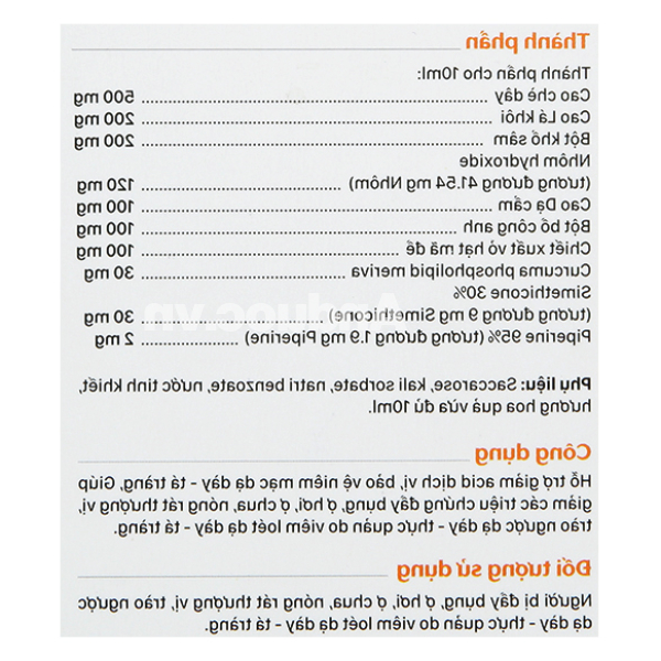 Hỗn dịch Dạ Dày Gasto hỗ trợ giảm acid dịch vị, bảo vệ niêm mạc dạ dày hộp 20 gói x 10ml