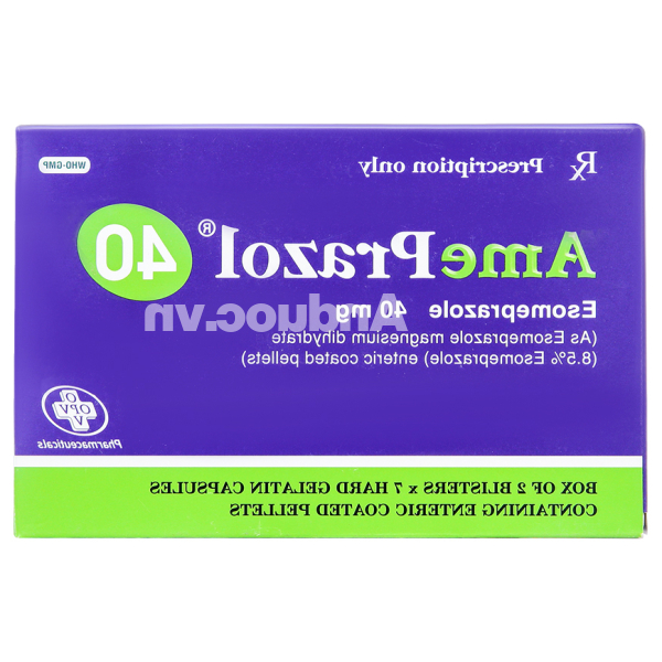 AmePrazol 40 trị viêm xước dạ dày, trào ngược dạ dày thực quản (2 vỉ x 7 viên)