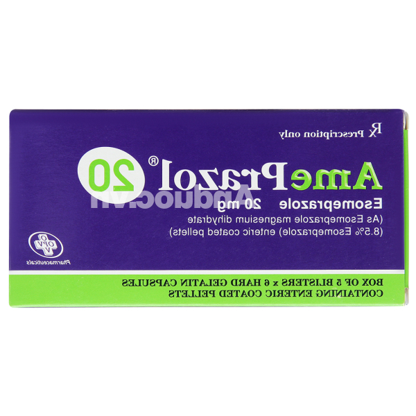 AmePrazol 20 trị viêm xước dạ dày, trào ngược dạ dày thực quản (5 vỉ x 6 viên)