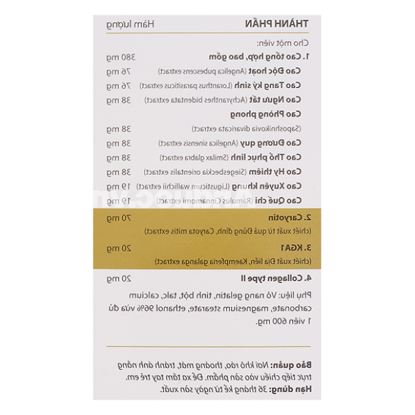 Khương Thảo Đan Gold giúp giảm triệu chứng thoái hóa khớp hộp 30 viên