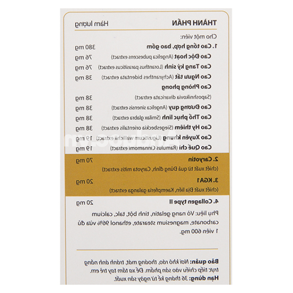 Khương Thảo Đan Gold giúp giảm triệu chứng thoái hóa khớp chai 120 viên