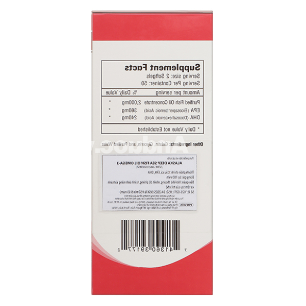 Alaska Deep Sea Fish Oil Omega 3 hỗ trợ sức khỏe tim mạch, bổ mắt hộp 100 viên