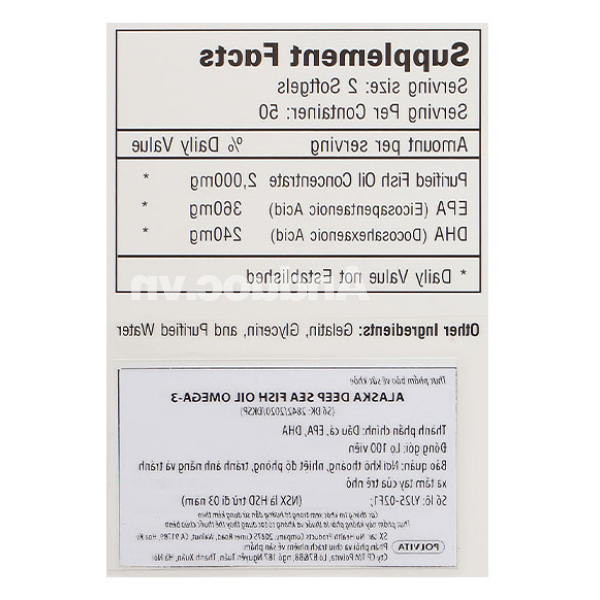 Alaska Deep Sea Fish Oil Omega 3 hỗ trợ sức khỏe tim mạch, bổ mắt hộp 100 viên