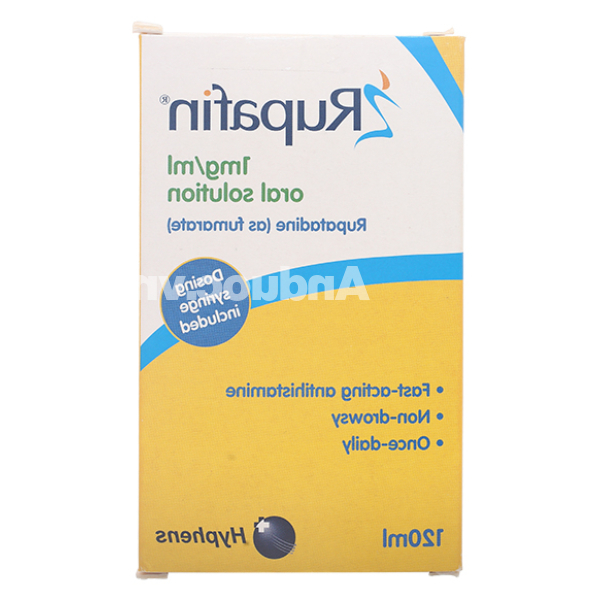 Dung dịch uống Rupafin 1mg/ml trị triệu chứng viêm mũi dị ứng, mề đay chai 120ml