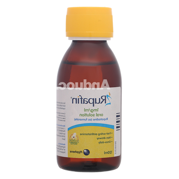 Dung dịch uống Rupafin 1mg/ml trị triệu chứng viêm mũi dị ứng, mề đay chai 120ml
