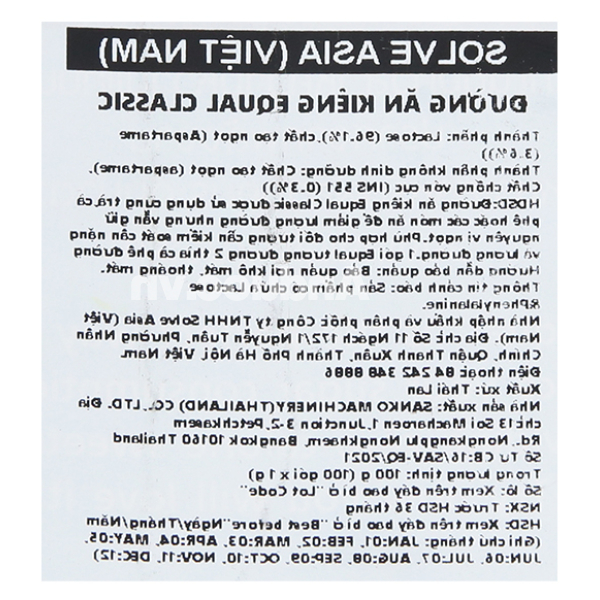 Đường ăn kiêng Equal Classic hộp 100g (100 gói x1g)