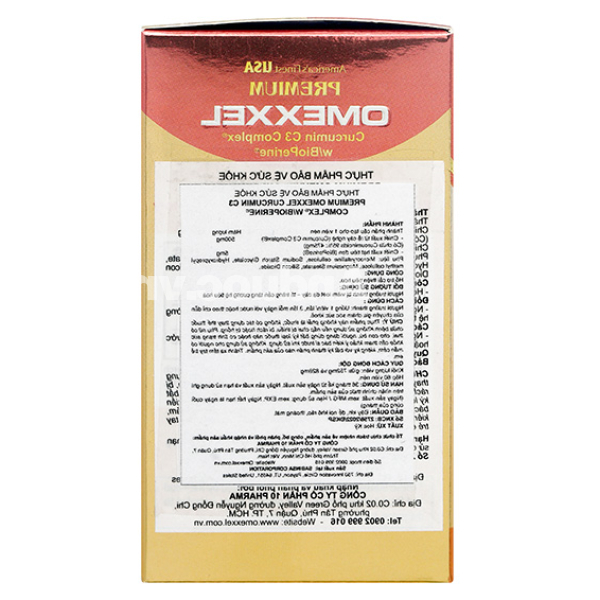 Premium Omexxel Curcumin C3 Complex W/BioPerine hỗ trợ tiêu hóa hộp 60 viên