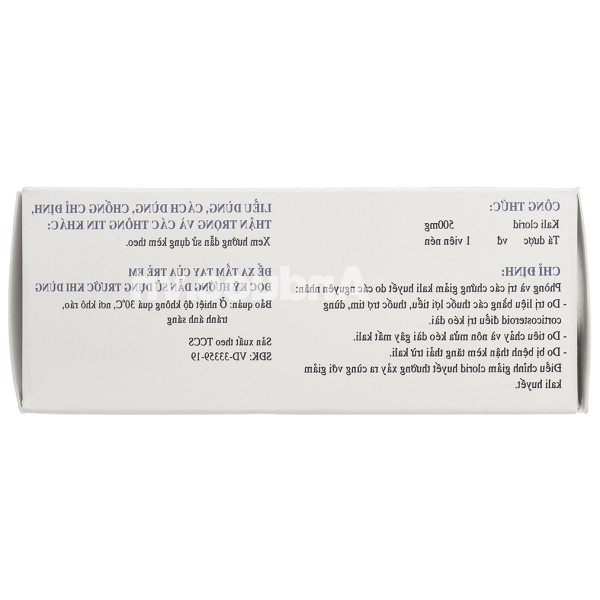 Kali Clorid Nadyphar 500mg phòng và trị triệu chứng giảm kali huyết (10 vỉ x 10 viên)