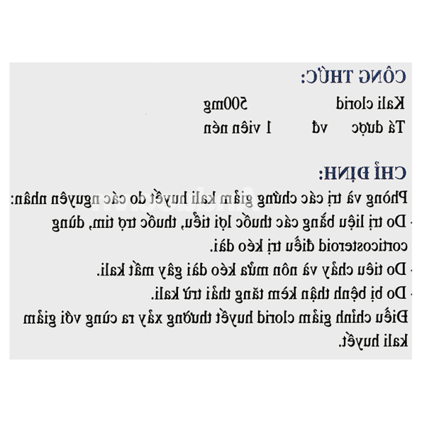 Kali Clorid Nadyphar 500mg phòng và trị triệu chứng giảm kali huyết (10 vỉ x 10 viên)