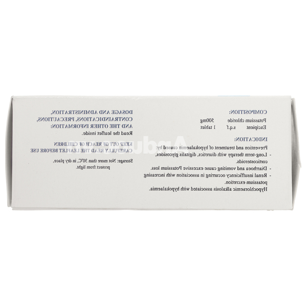 Kali Clorid Nadyphar 500mg phòng và trị triệu chứng giảm kali huyết (10 vỉ x 10 viên)