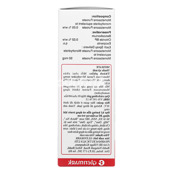 Hỗn dịch xịt mũi Momate Nasal Spray 50mcg trị viêm mũi dị ứng chai 60 liều