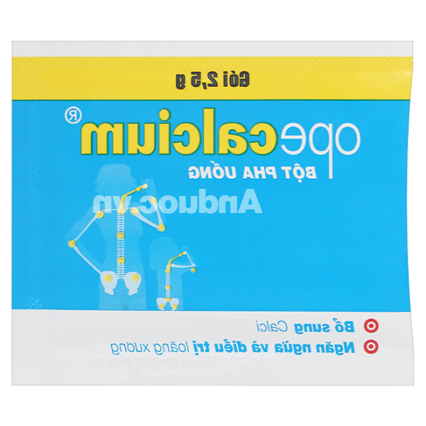 Thuốc bột Opecalcium bổ sung Calci và vitamin D3, ngừa loãng xương (20 gói x 2.5g)