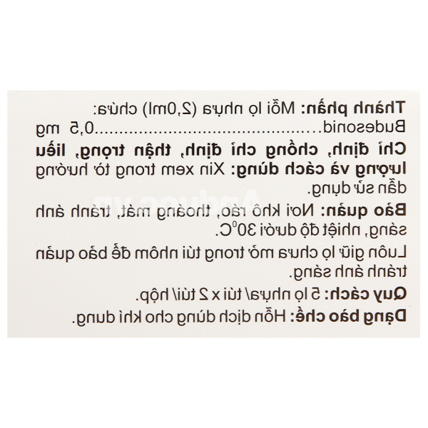 Hỗn dịch khí dung Zensonid 0.5mg/2ml trị hen suyễn (10 ống x 2ml)