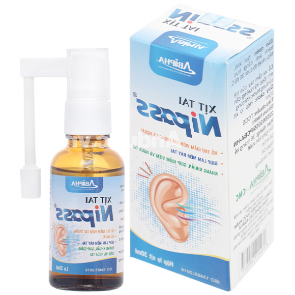 Xịt tai Nipass hỗ trợ giảm viêm tai, kháng khuẩn chai 30ml
