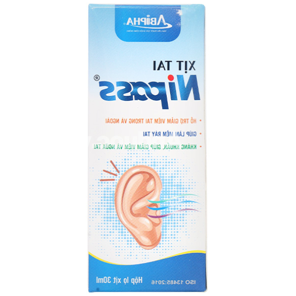 Xịt tai Nipass hỗ trợ giảm viêm tai, kháng khuẩn chai 30ml