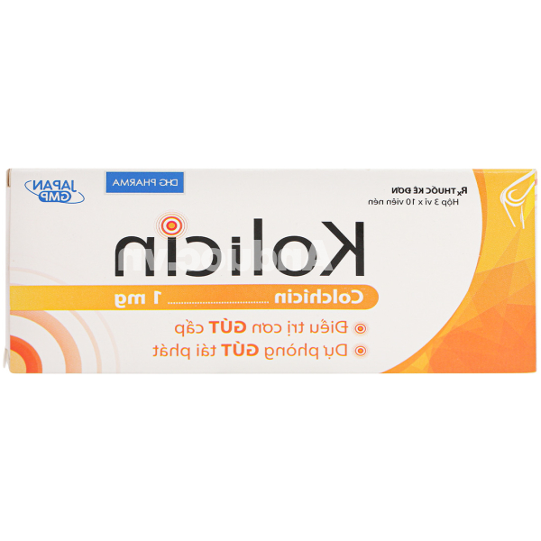 Kolicin 1mg phòng và trị gout (3 vỉ x 10 viên)