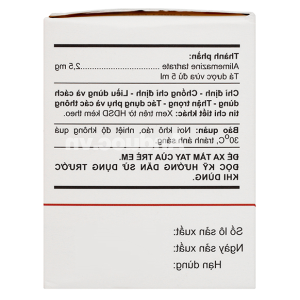 Dung dịch uống Atilene 2.5mg/5ml trị triệu chứng các biểu hiện dị ứng (30 ống x 5ml)