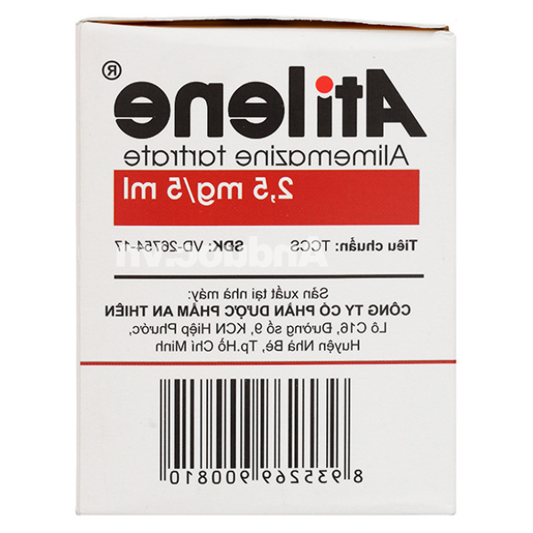 Dung dịch uống Atilene 2.5mg/5ml trị triệu chứng các biểu hiện dị ứng (30 ống x 5ml)