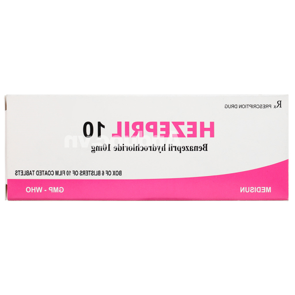 Hezepril 10 trị tăng huyết áp, suy tim sung huyết (6 vỉ x 10 viên)