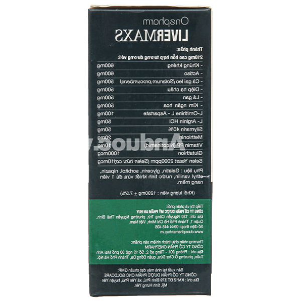 Onepharm LiverMaxs hỗ trợ thanh nhiệt, mát gan, giải độc gan lọ 30 viên