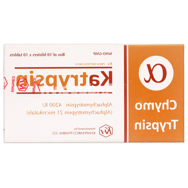 Katrypsin 4200 IU trị phù nề sau chấn thương (10 vỉ x 10 viên)