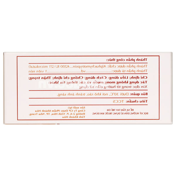 Katrypsin 4200 IU trị phù nề sau chấn thương (10 vỉ x 10 viên)