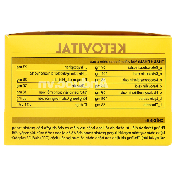 Ketovital phòng và trị rối loạn cơ chế chuyển hoá protein (10 vỉ x 10 viên)